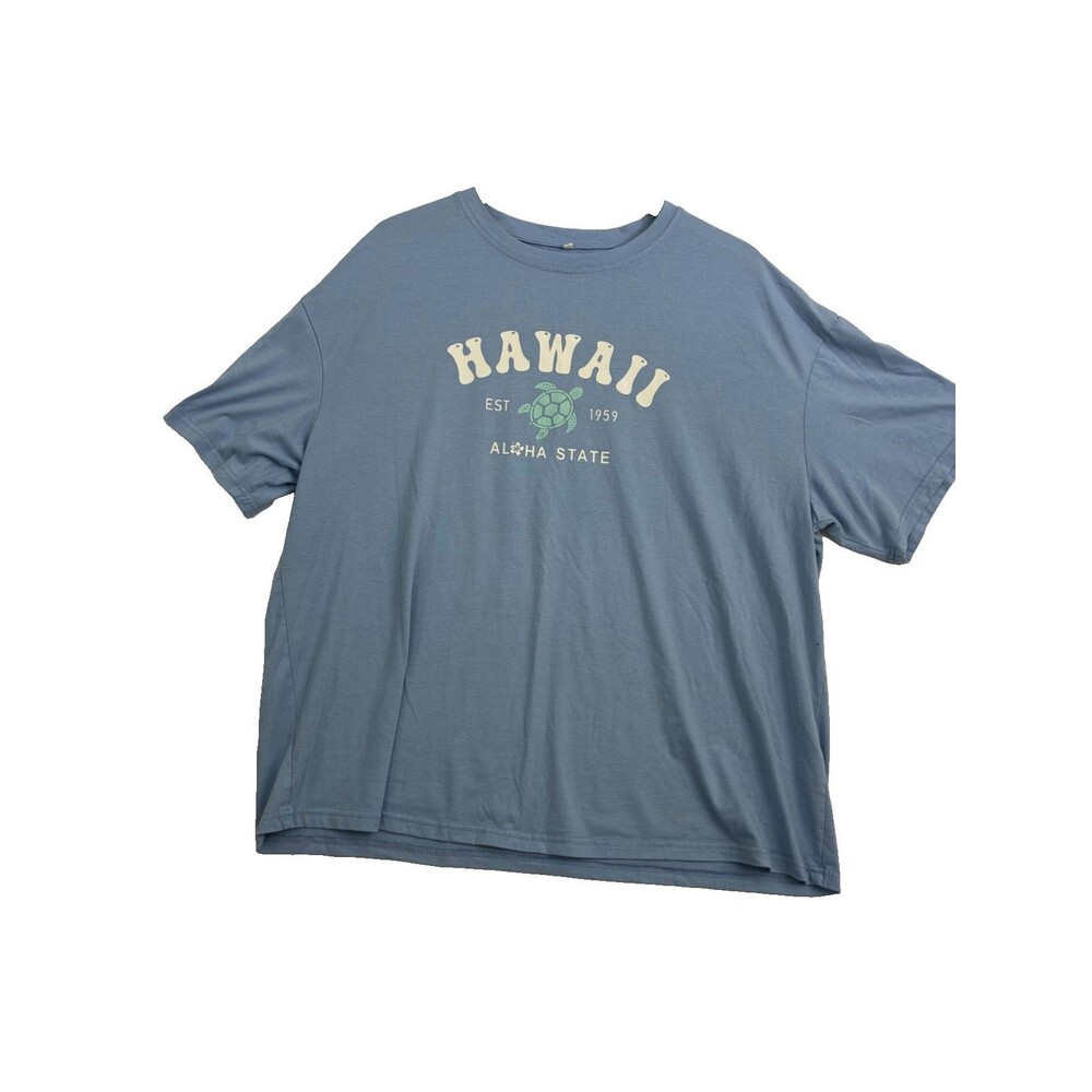 Hawaii Aloha State XL Blue Graphic T Shirt Sea Turtle Hibiscus Souvenir Tee
